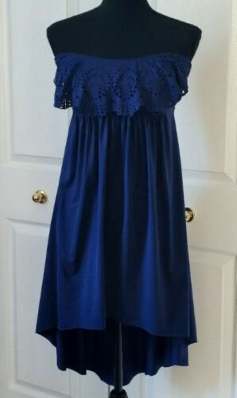 Laundry by Shelli Segal Blue Strapless Cocktail Dress High Low Fit & Flare  Sz S